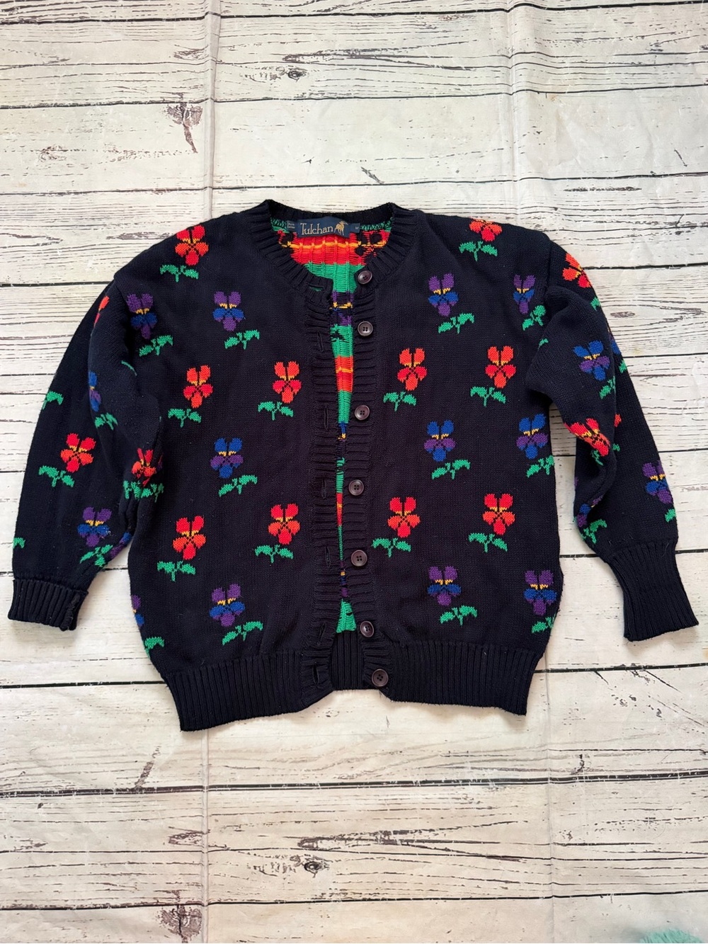 Women’s  Navy Floral Button-Front Cardigan